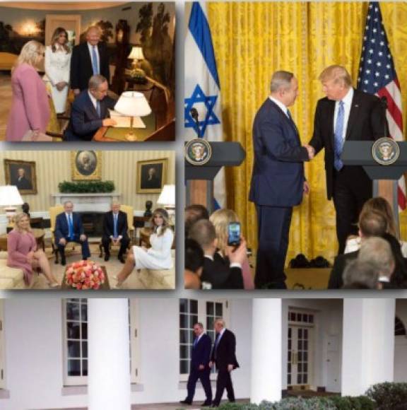 El presidente estadounidense colgó este collage de imágenes en su cuenta de Facebook para agradecer la visita de los Netanyahu.