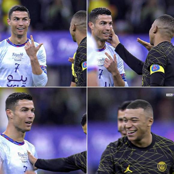 Antes del inicio del segundo tiempo, Cristiano Ronaldo le mostraba a Kylian Mbappé el golpe que le dio Keylor Navas y así reaccionó el francés.