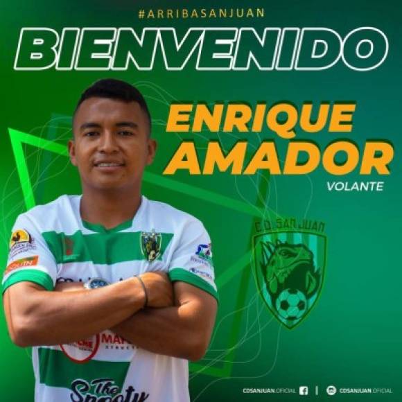 Enrique Amador: El joven jugador hondureño ha sido anunciado como nuevo jugador del Club Deportivo San Juan de la segunda división.