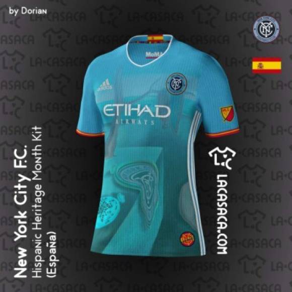 La camiseta del New York City FC en representación de España por el delantero David Villa.