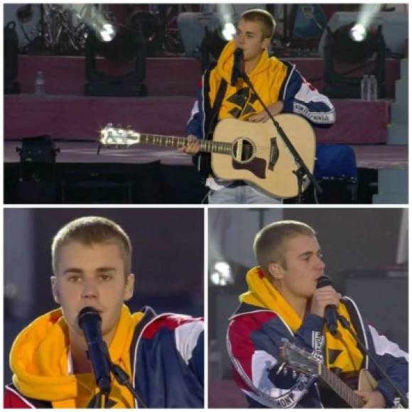 Uno de los artistas más esperados fue Justin Bieber, que dio un show acústico. 'El amor es el que siempre gana al final' fueron algunas de las palabras en el discurso dado por el canadiense durante su presentación.