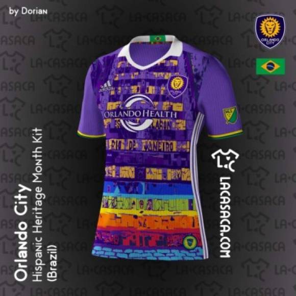 La camiseta del Orlando City en representación de Brasil por Kaká.