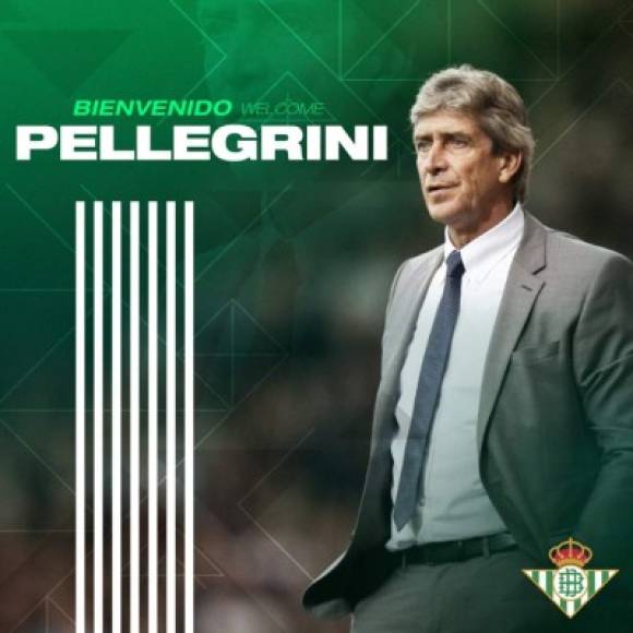 El Betis anunció, mediante un comunicado publicado en su página web y sus redes sociales, la contratación de Manuel Pellegrini, de 66 años de edad, como nuevo entrenador del conjunto verdiblanco. El técnico chileno firma un contrato para las tres próximas temporadas, hasta el 30 de junio de 2023.