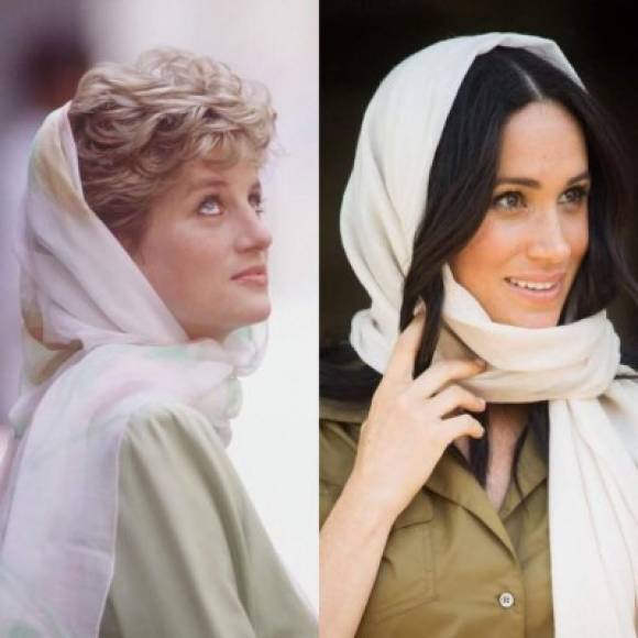 Según los medios británicos está es la primera vez que Meghan usa un velo. El look de la duquesa de Sussex recordó a su fallecida suegra, Diana de Gales, quien también lució un velo durante una visita a la Mezquita Badshahi en Lahore en una gira real por Pakistán en 1991. <br/>