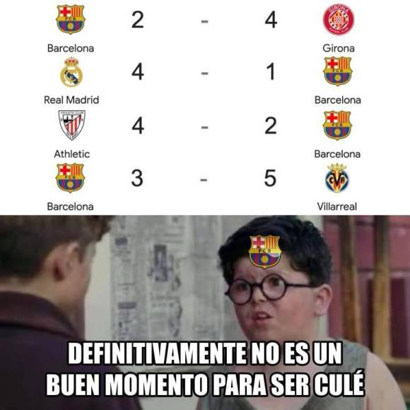 Los últimos malos resultados han sido el centro de los memes de los fanáticos del fútbol y el Barcelona está siendo protagonista de ellos. 