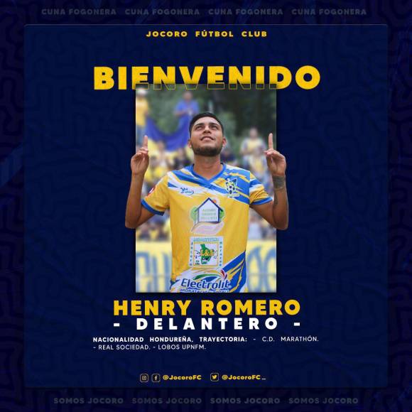 El joven delantero hondureño Henry Romero se ha convertido en nuevo legionario. El exjugador de clubes como Marathón, Platense y la UPN fue anunciado como fichaje del Jocoro FC de la primera división de El Salvador.