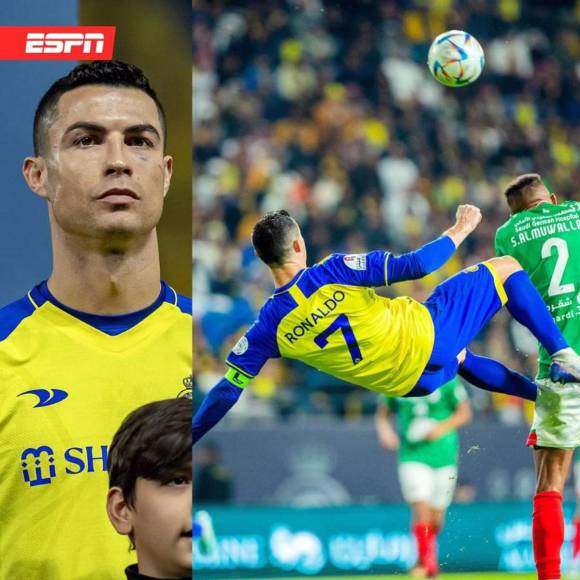 Cristiano Ronaldo también intentó marcar con esta chilena, pero no pudo conectar el balón.