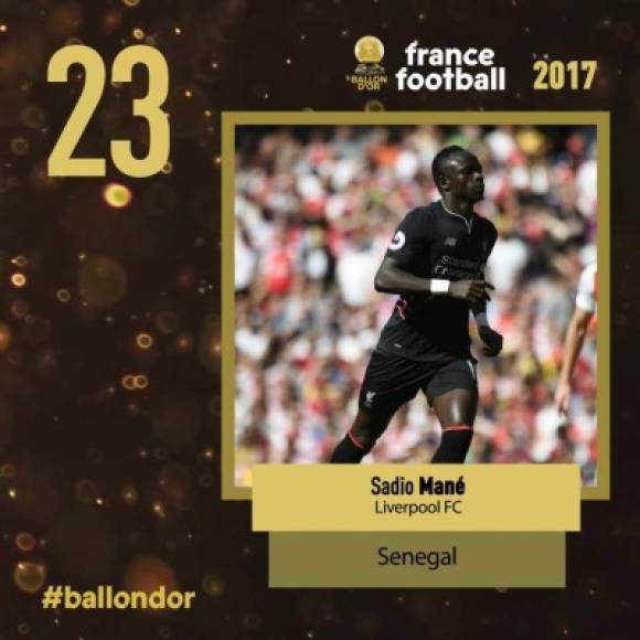 El senegalés Sadio Mané, del Liverpool, en el puesto 23.