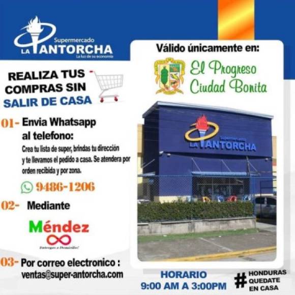 Supermercado La Antorcha, sucursal de El Progreso, también le lleva sus alimentos a casa. Aplica solamente para los progreseños.