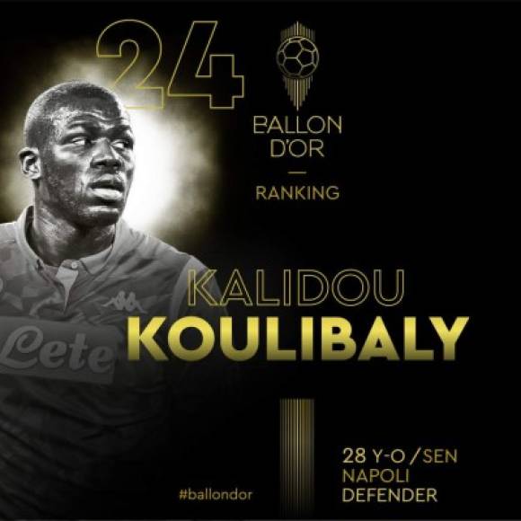 En el 24 está el defensa senegalés Kalidou Koulibaly del Napoli.