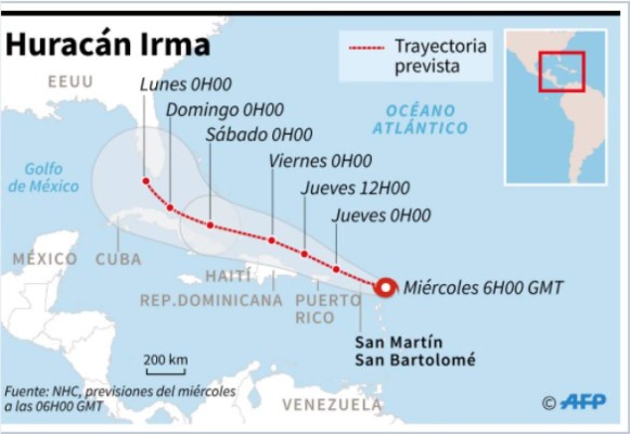 Siga el paso del huracán Irma hacia USA