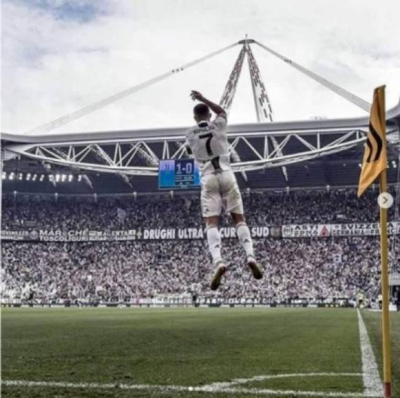 Espectacular imagen del habitual festejo de Cristiano Ronaldo. Foto Instagram