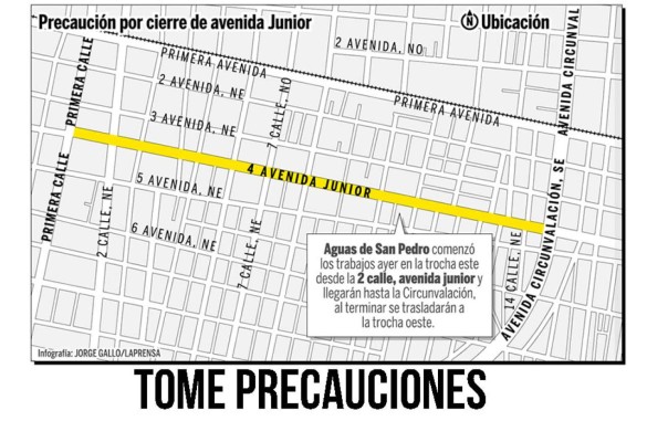 Desviarán tráfico en la avenida Júnior de San Pedro Sula por cuatro meses