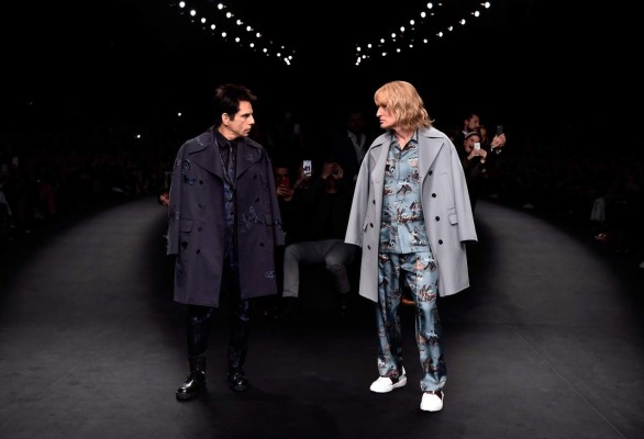 PARIS, FRANCE - MARCH 10: Derek Zoolander and Hansel walk the runway at the Valentino Fashion Show during Paris Fashion Week at Espace Ephemere Tuileries on March 10, 2015 in Paris, France. ZOOLANDER 2 will open in theaters in the U.S. on February 12, 2016. (Photo by Pascal Le Segretain/Getty Images For Paramount Pictures) *** Local Caption *** Derek Zoolander; Hansel