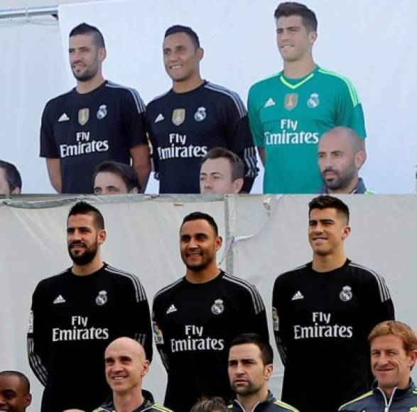 Yáñez, el tercer portero, cambia de color y apuesta por la misma camiseta negra que Kiko Casilla y Keylor Navas. (RealMadrid.com)