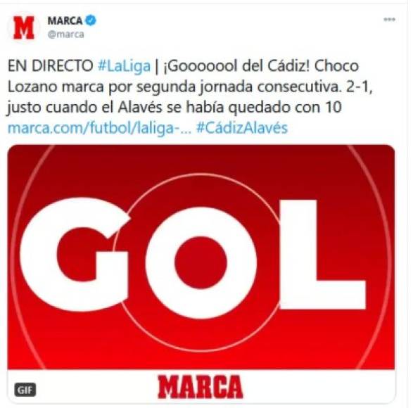 Diario Marca de España recordó que el hondureño ha marcado por segunda ocasión consecutiva.
