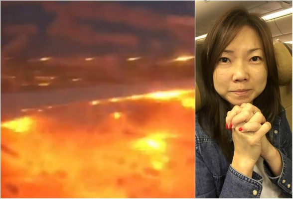 Avión se incendia tras aterrizaje de emergencia y pasajera filma todo