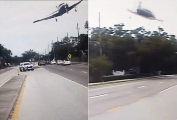 Video captó el momento en que una avioneta se estrelló en la carretera