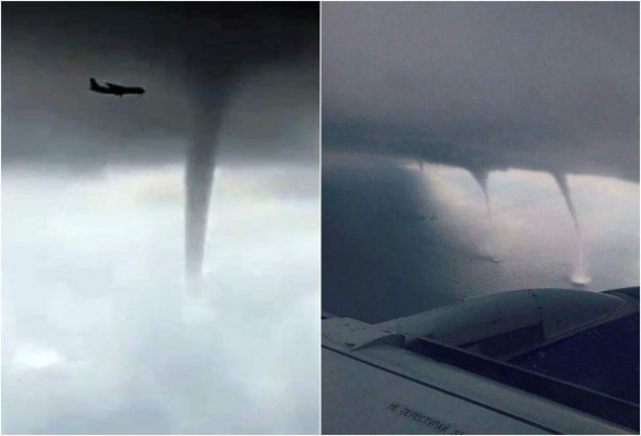 ​Video: Avión vuela entre tres tornados en el Mar Negro