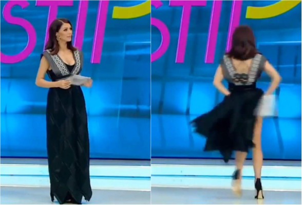 Video: Presentadora mostró de más buscando una araña bajo su vestido