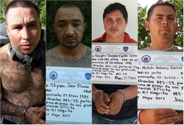 En imagen cuatro de los detenidos en la zona norte de Honduras.