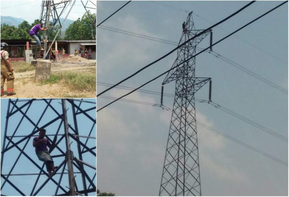 Evitan que hombre se suicide desde torre de energía eléctrica