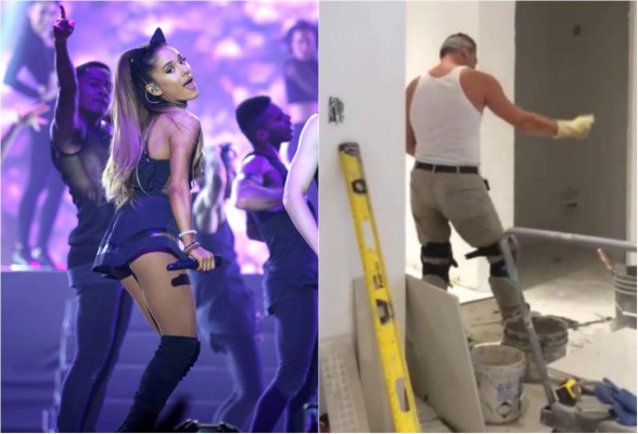 Ariana Grande viraliza video de sexy baile de albañil