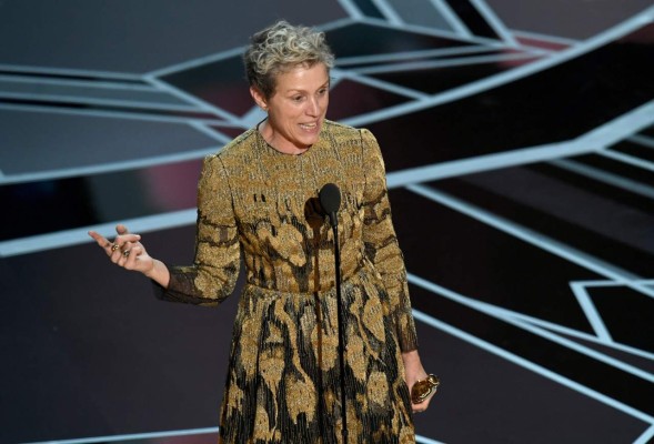 HOLLYWOOD, CA - MARCH 04: Actor Frances McDormand accepts Best Actress for 'Three Billboards Outside Ebbing, Missouri' onstage during the 90th Annual Academy Awards at the Dolby Theatre at Hollywood & Highland Center on March 4, 2018 in Hollywood, California. Kevin Winter/Getty Images/AFP== FOR NEWSPAPERS, INTERNET, TELCOS & TELEVISION USE ONLY ==