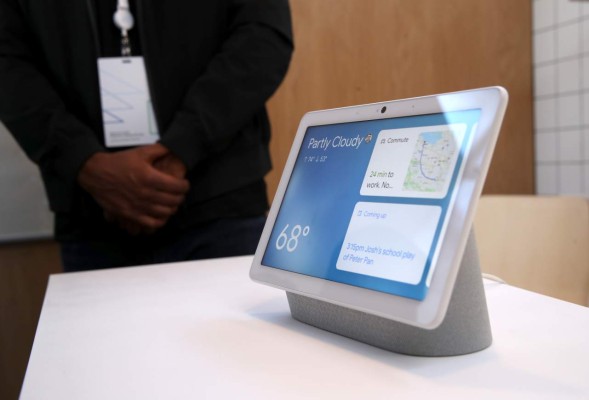 MOUNTAIN VIEW, CALIFORNIA - MAY 07: The new Nest Hub Max is displayed during the 2019 Google I/O conference at Shoreline Amphitheatre on May 07, 2019 in Mountain View, California. Google CEO Sundar Pichai delivered the opening keynote to kick off the annual Google I/O Conference that runs through May 8. Justin Sullivan/Getty Images/AFP