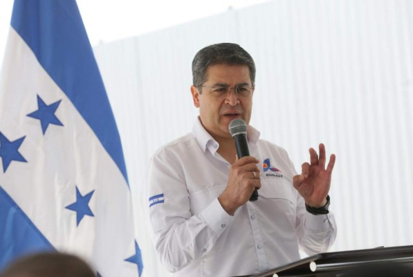 El presidente de Honduras, Juan Orlando Hernández Alvarado, durante su comparecencia.