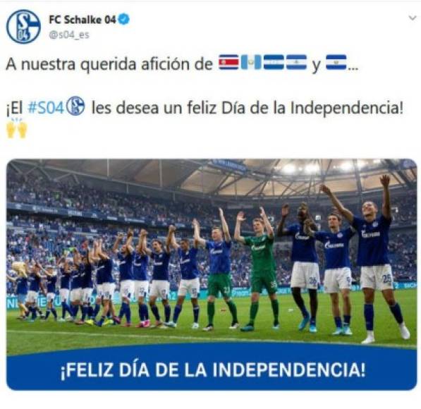 El Shalke 04 de la Bundesliga de Alemania también se ha unido a las felicitaciones por el 198 Aniversario de Independencia de Honduras.
