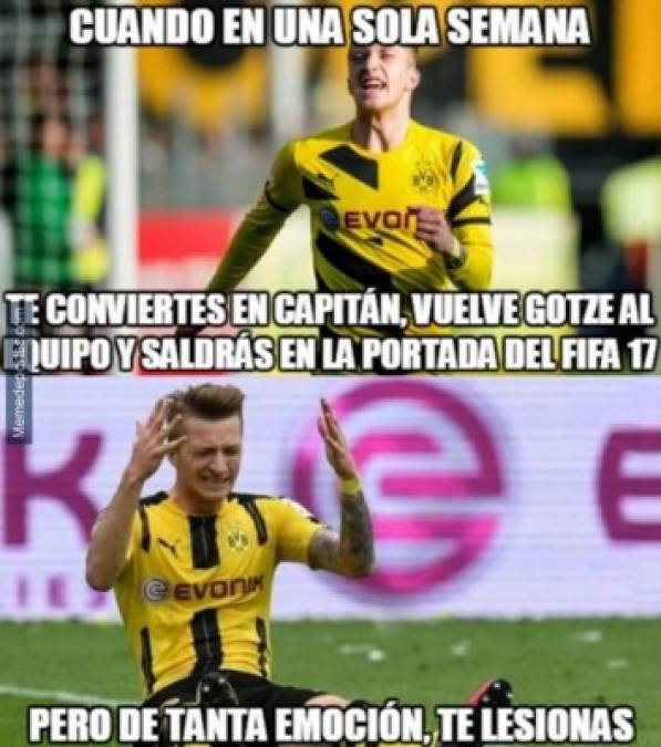 Ni así Marco Reus se evita de las lesiones.