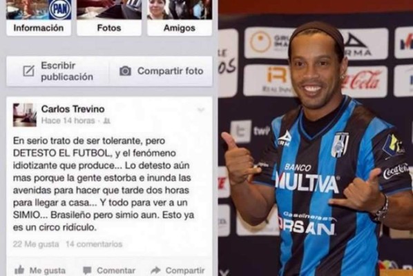 Un político mexicano llama 'simio' a Ronaldinho