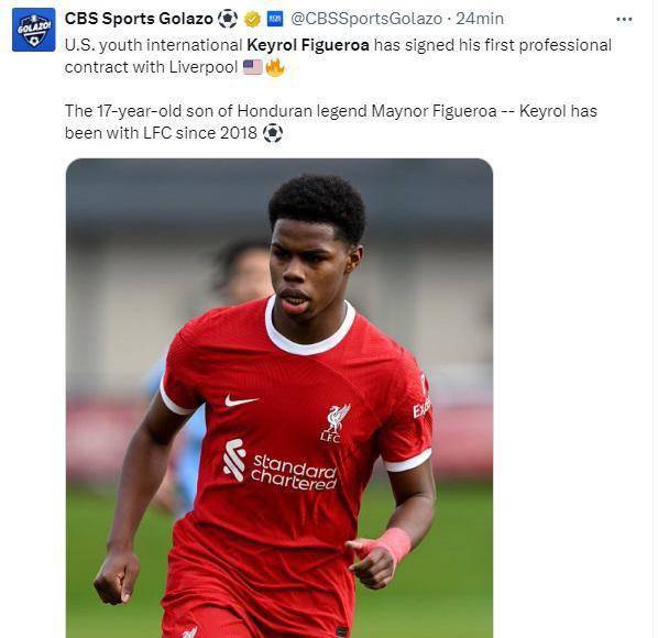 Lo que dicen los medios internacionales sobre el primer contrato de Keyrol Figueroa con el Liverpool.