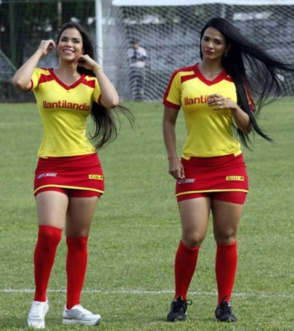Estas bellas chicas adornaron la cancha del estadio Yankel Rosenthal durante el partido entre Marathón y Honduras Progreso.