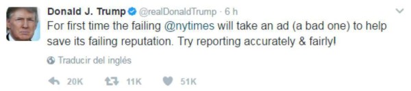 Donald Trump arremete contra The New York Times