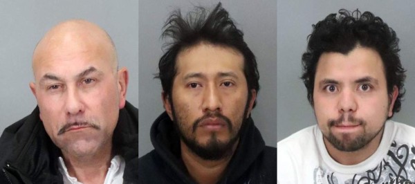 These booking photos released by the San Jose, California, Police Department (SJPD) on January 16, 2020, show (L-R) Albert Thomas Vasquez, Antonio Quirino Salvador, and Hediberto Gonzalez Avarenga. - A 14-year-old girl kidnapped in California used the Snapchat social network to ask her friends to call the police, who accessed her location through the application. San Jose police said in a statement January 14, 2020, they found the teenager in a motel room, where they also arrested Albert Thomas Vasquez, 55, on charges of rape and kidnapping. The alleged aggressor counted on the help of the two other men, arrested for kidnapping and conspiracy. (Photo by HO / San Jose Police Department / AFP) / RESTRICTED TO EDITORIAL USE - MANDATORY CREDIT 'AFP PHOTO / San Jose Police Department' - NO MARKETING - NO ADVERTISING CAMPAIGNS - DISTRIBUTED AS A SERVICE TO CLIENTS