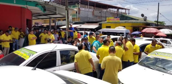Taxis colectivos denuncian abusos de autoridades en San Pedro Sula, paran unidades