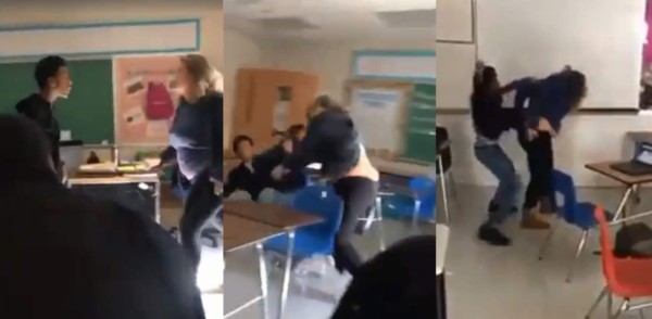 Video viral: maestra y alumno protagonizan feroz pelea en salón de clases