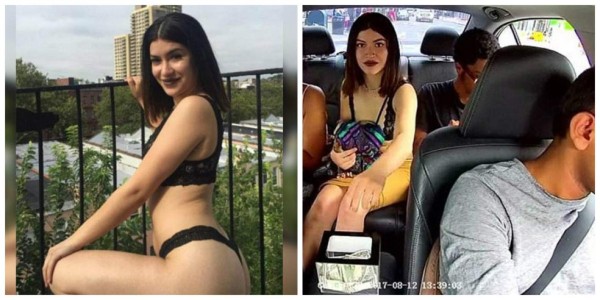 Sexy ladrona posa en ropa interior antes de robar propinas a taxista
