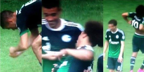 Video: Futbolista le mete una araña a su propio compañero