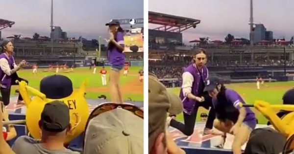 Video viral: mujer 'huye' al recibir propuesta de matrimonio en juego de béisbol