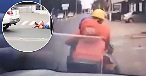 VIDEO: Conductor embiste con su carro a ladrones que acababan de asaltar a una mujer