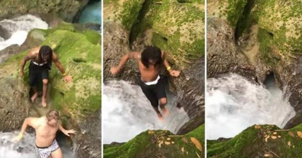 Video viral: turistas se lanzan de una cascada en la selva y desaparecen