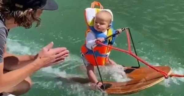 Video viral: bebé de seis meses impacta al hacer esquí acuático