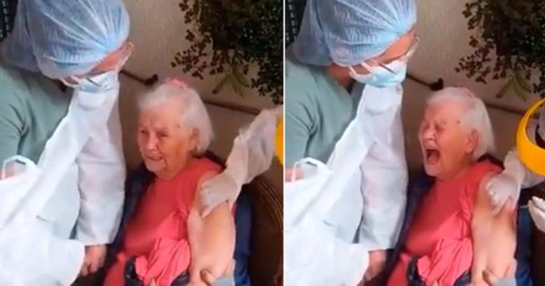 Video viral: La divertida reacción viral de una anciana al recibir vacuna contra el covid