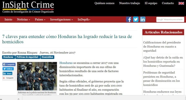 InSight Crime resalta claves de Honduras para reducir homicidios