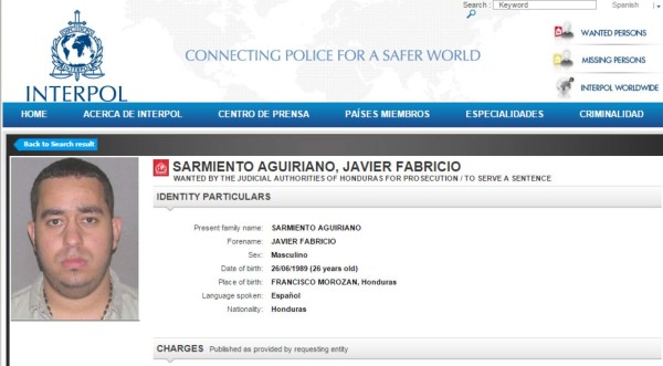 Interpol emite alerta contra dos de los Sarmiento