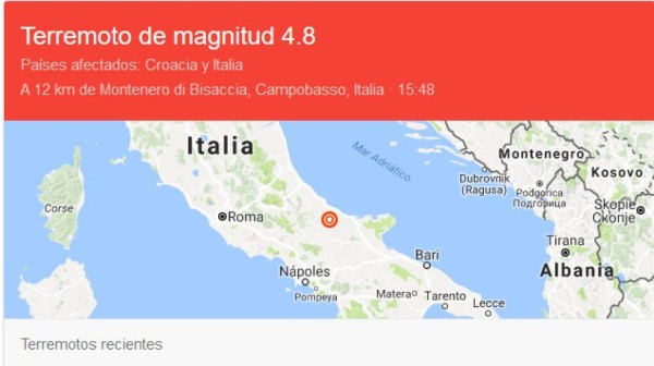 Fuerte temblor de 4,7 sacude el centro-este de Italia