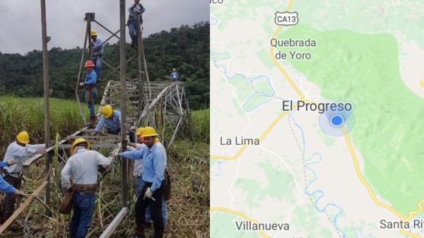 Derriban torre de alta tensión eléctrica en El Progreso, Yoro